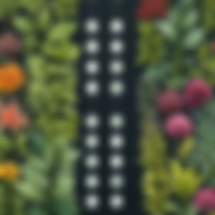 A close-up of various plant species alongside their identification labels generated by an app.