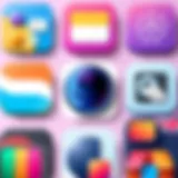 Vibrant color palette of retro icons designed for iOS 14.