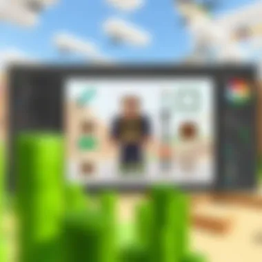 A detailed view of the technical aspects of Minecraft skins in a design software.