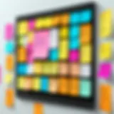 Colorful sticky notes organized on a digital screen