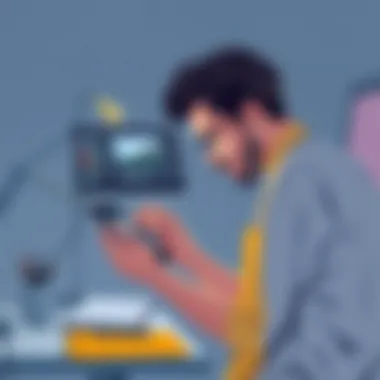 An artist using a tablet with a picture editing application, focusing on the creative process.