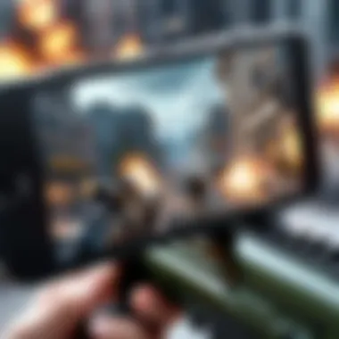 Intense Mobile Sniping Action A thrilling moment in a mobile sniping game showcasing intense action