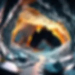 An intricate cave system showcasing diamond veins