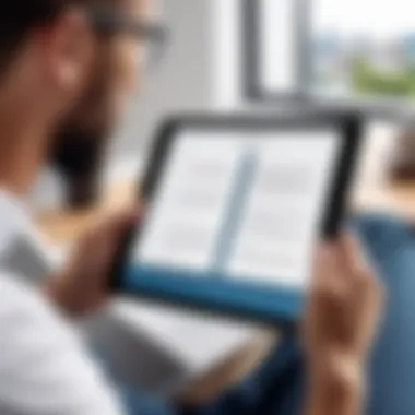 Engaging with Reading Apps on iPad A person interacting with reading applications on an iPad