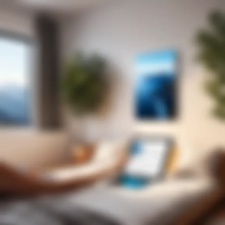 A cozy reading nook featuring an iPad