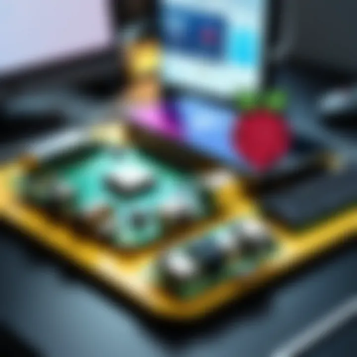 Raspberry Pi Zero connected to various peripherals in a tech setup