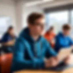 A student using a Chromebook in a classroom setting