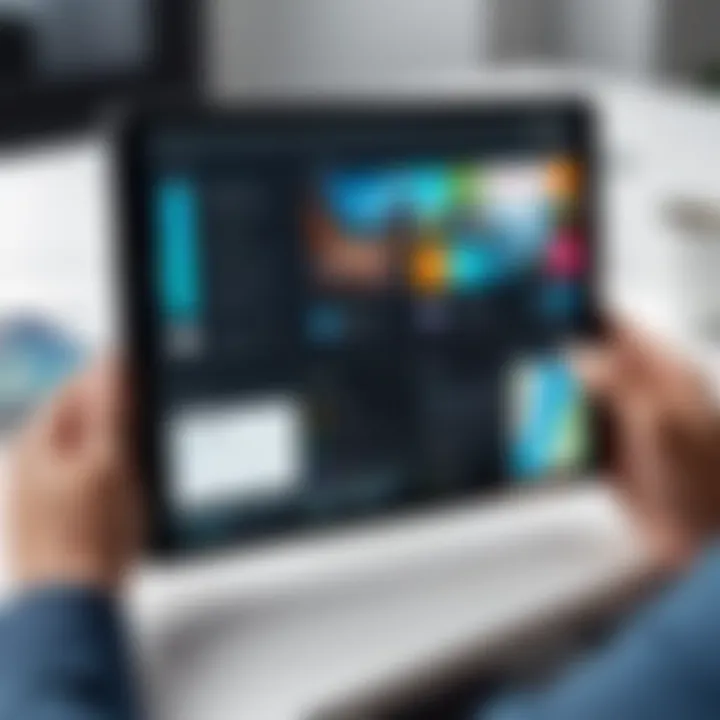 A user navigating through various features of a video fix app on a tablet.