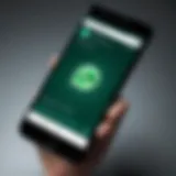 A smartphone displaying WhatsApp short messages in a vibrant chat interface