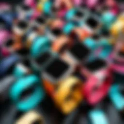 Vibrant collection of Fitbit Alta bands displayed in a stylish arrangement