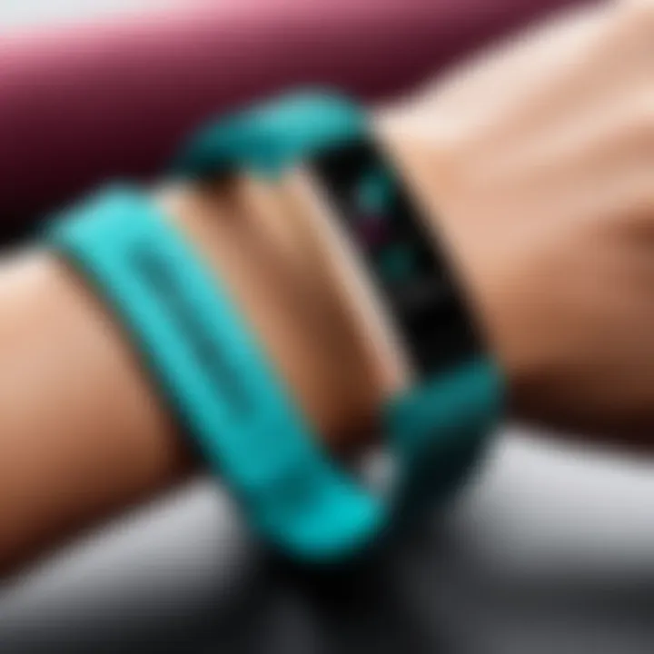 User engaging with Fitbit Alta device while wearing a trendy band