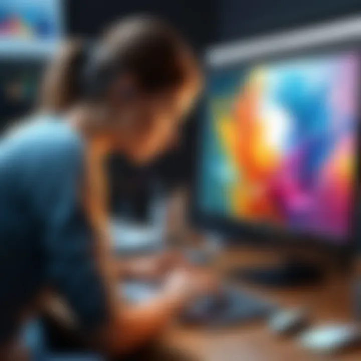 An artist engaged in digital painting, illustrating the capabilities of free graphic design tools.