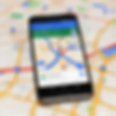 User interface of Google Maps on iOS showcasing navigation features