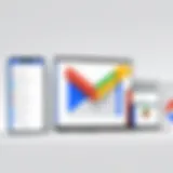 Illustration of Google search bar with Gmail account access