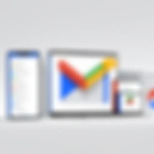 Illustration of Google search bar with Gmail account access