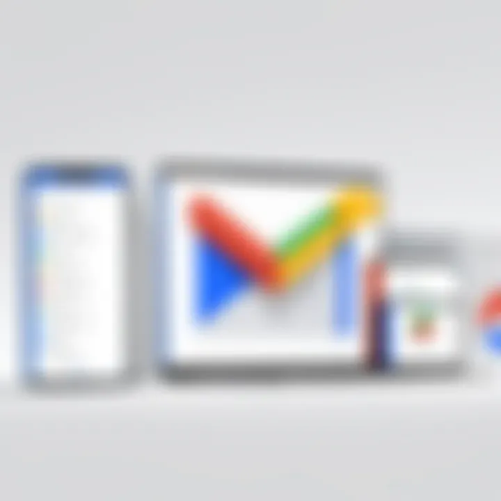 Illustration of Google search bar with Gmail account access