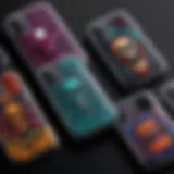 A collection of diverse horror-themed phone cases for iPhone 11 showcasing intricate designs and vibrant colors.