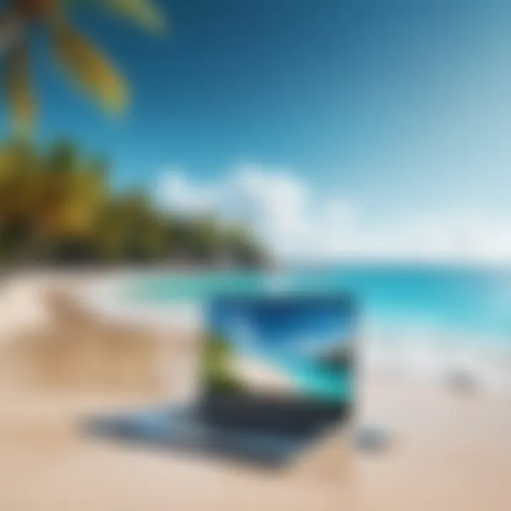 A serene beach scene set as a Chromebook wallpaper.