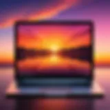 A vibrant sunset background on a Chromebook.