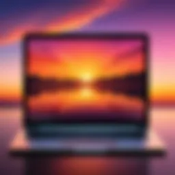 A vibrant sunset background on a Chromebook.