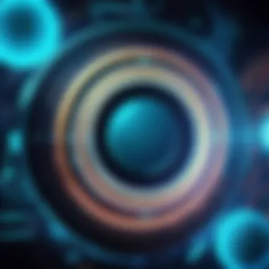 A futuristic animated wallpaper displaying abstract shapes and colors.