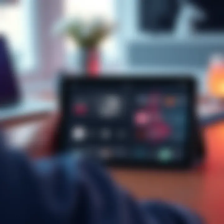 Multitasking on a Tablet with Music Tablet displaying music app alongside other applications