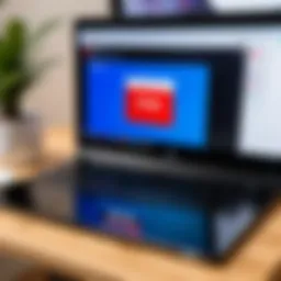 Roblox logo with a Chrome OS device in the background