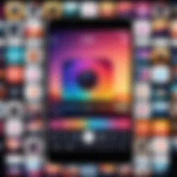 A vibrant Instagram feed showcasing photos with music overlays
