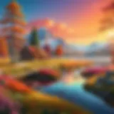 A serene landscape showcasing vibrant colors, evoking nostalgia.