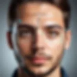 A detailed view of facial recognition technology in action