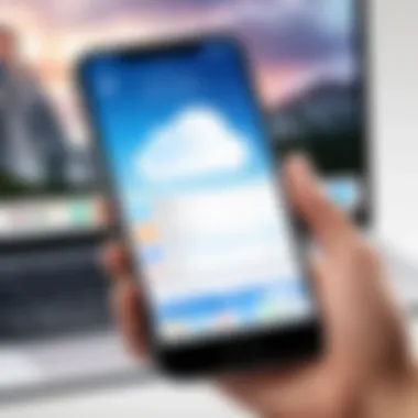 Apple's iCloud interface showcasing its features iCloud interface on an iPhone device