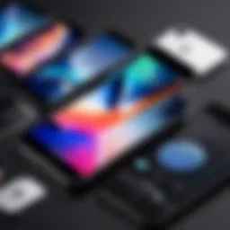 Close-up view of various iPhone models