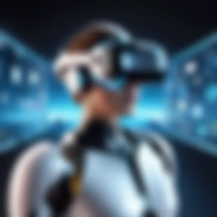 A futuristic depiction of artificial intelligence working with virtual reality, symbolizing the integration of AI to enhance user experiences.
