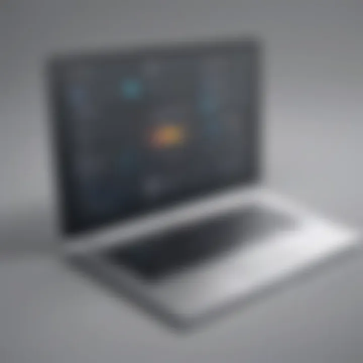 Illustration of laptop screen displaying app installation process