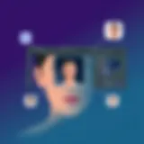 Illustration of Photoshop interface showing face integration tools