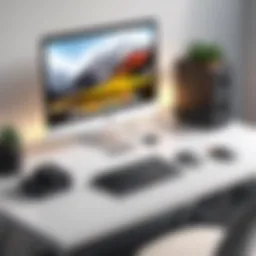 Minimalistic workspace with Mac laptop