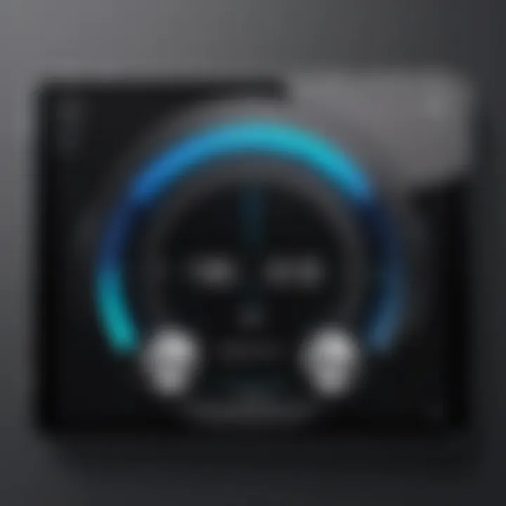 Sleek and modern volume boost control interface on tablet