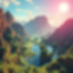 Stunning landscape showcasing vibrant shaders in Minecraft