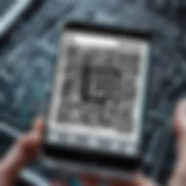 Focused QR Code Scanning A close-up of a smartphone scanning a QR code without distractions.