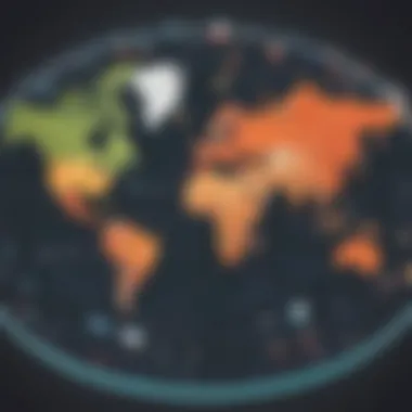 Digital world map with Netflix icons