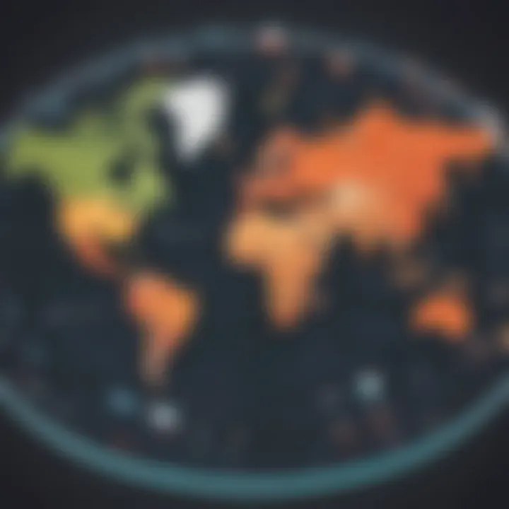 Digital world map with Netflix icons