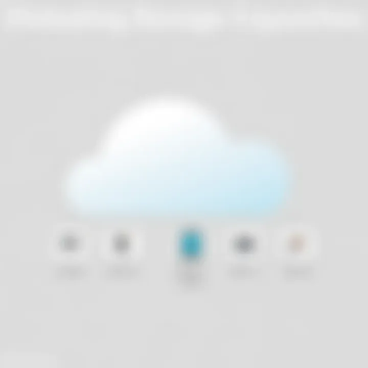 Illustration of cloud storage for photos with icons representing capacity