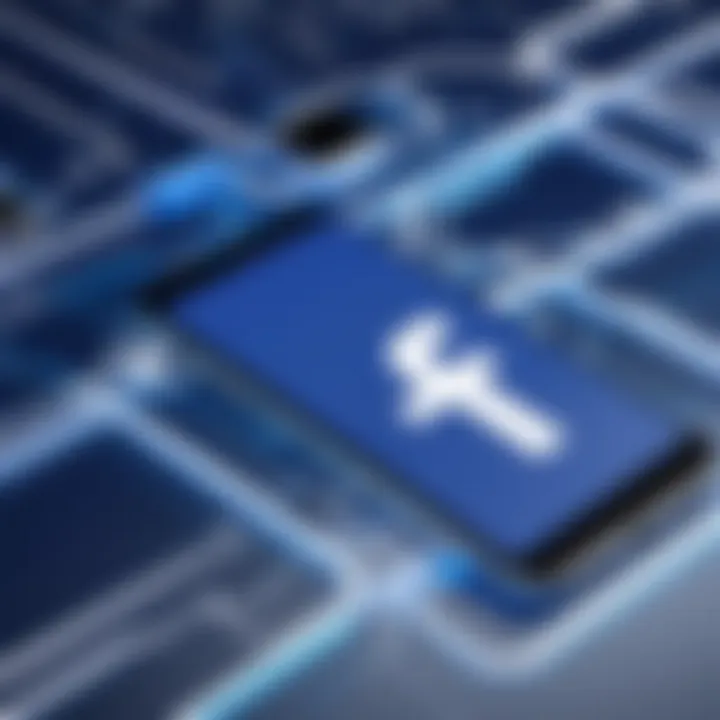 Illustration of connecting phone with Facebook logo
