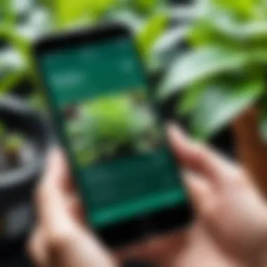 Close-up of a smartphone displaying a plant identification app