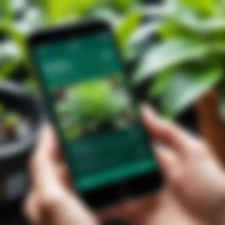 Close-up of a smartphone displaying a plant identification app