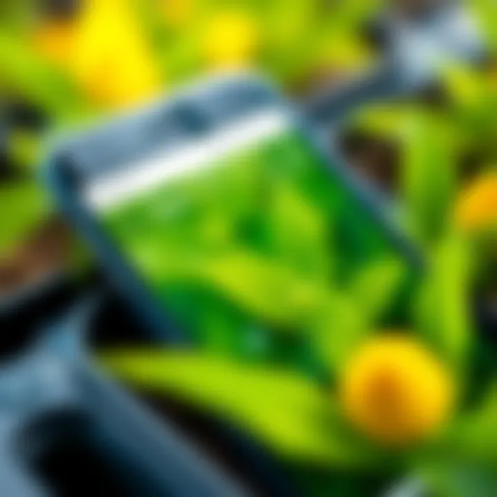 Close-up of a smartphone with plant diagnostics on screen