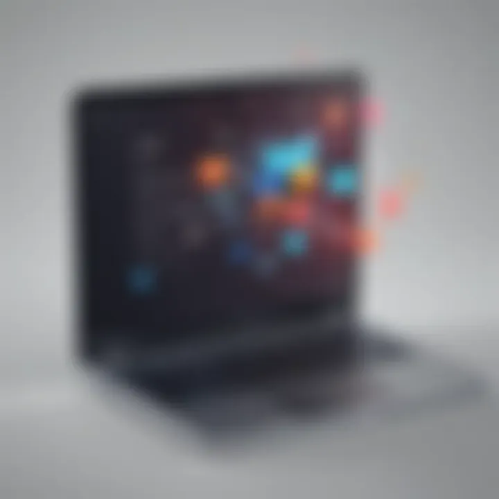 Illustration of laptop displaying seamless app downloading experience