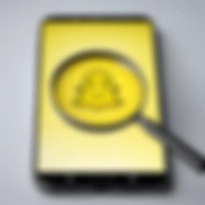 Illustration of magnifying glass searching on phone screen