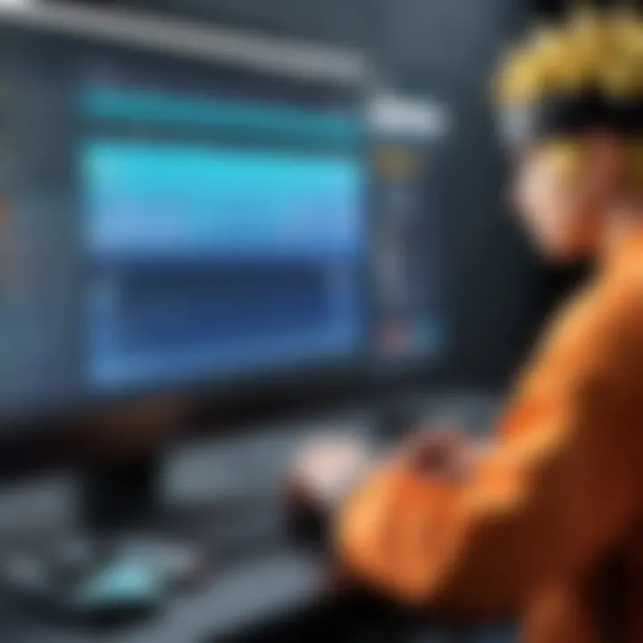 Illustration of a person selecting English language option for Naruto Shippuden on Hulu