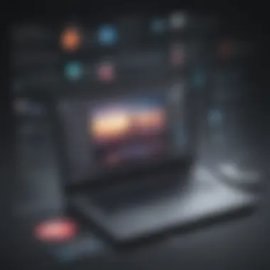 Sleek laptop showcasing a photo and video editing app with cutting-edge technology